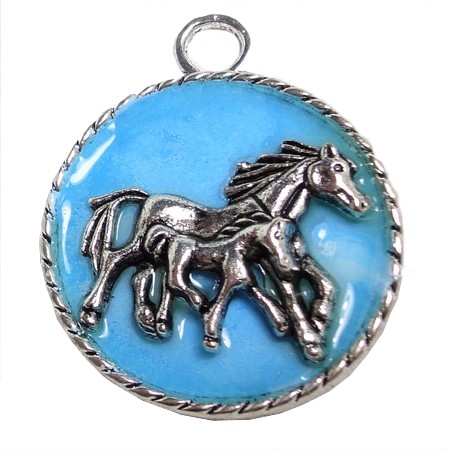 Médaillon CHEVAUX  bleu