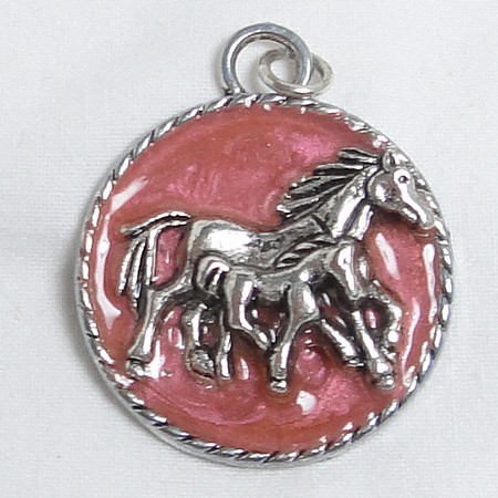 Médaillon CHEVAUX  rose