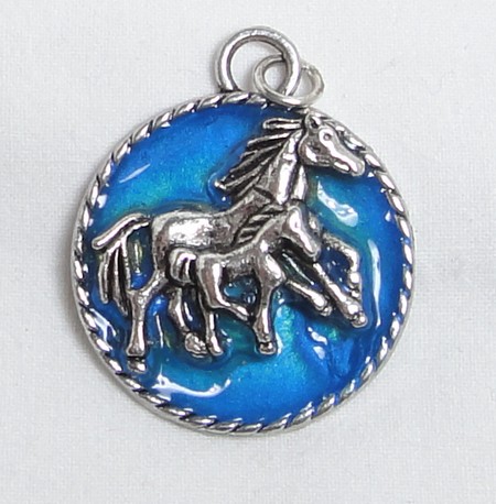 Médaillon CHEVAUX  bleu